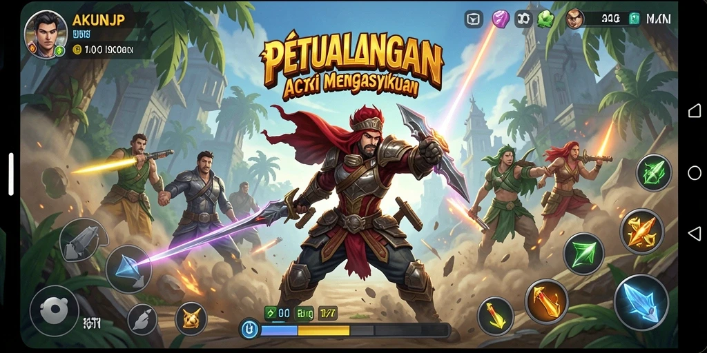 Tampilan dinamis dalam gameplay AKUNJP yang penuh aksi.