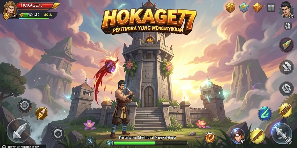 Tampilan gameplay menara pertahanan HOKAGE77 yang menegangkan dan penuh strategi.