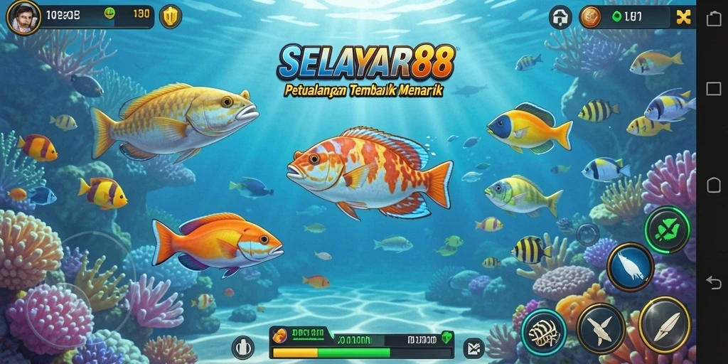 Tangkapan screenshot gameplay Tembak Ikan menampilkan keseruan berburu ikan.